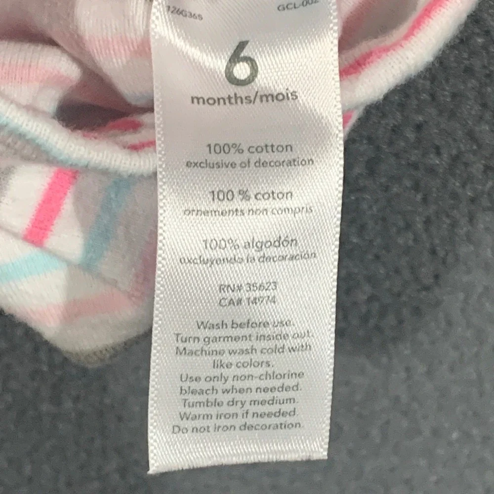 Carters Baby Girl 6 Months Bodysuit Lot‎ 3pk Navy Pink Striped Heart Cupcake